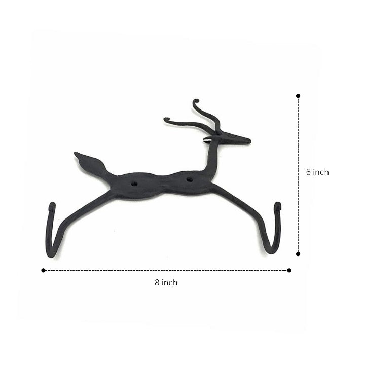 Chhattisgarh Iron Craft Deer Wall Hanger (Black, 6 x 8 inch )